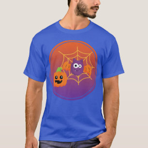 Cute Pumpkin Bat Spider Web Halloween Vibes Artwor T-Shirt