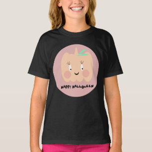 Cute Pumpkin Blushing Lettering Happy Halloween T-Shirt