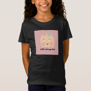 Cute Pumpkin Blushing Lettering Happy Halloween T-Shirt
