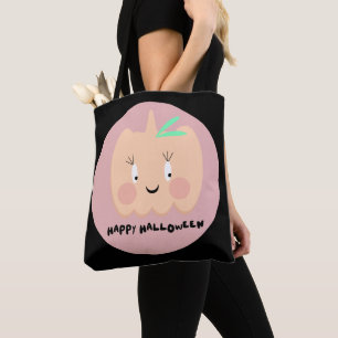 Cute Pumpkin Blushing Lettering Happy Halloween   Tote Bag