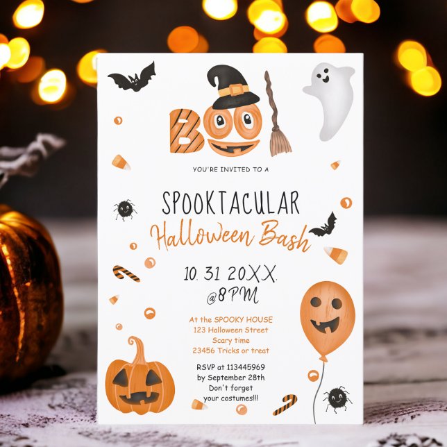 Cute pumpkin Boo Halloween bash party Invitation (Cute pumpkin Boo Halloween bash party Invitation)