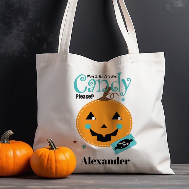 Cute Pumpkin Candy Please Halloween Tote Bag (Creator Uploaded)