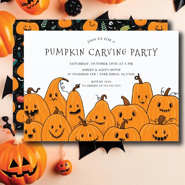 Cute Pumpkin Carving Halloween Party Invitation (Creator Uploaded)