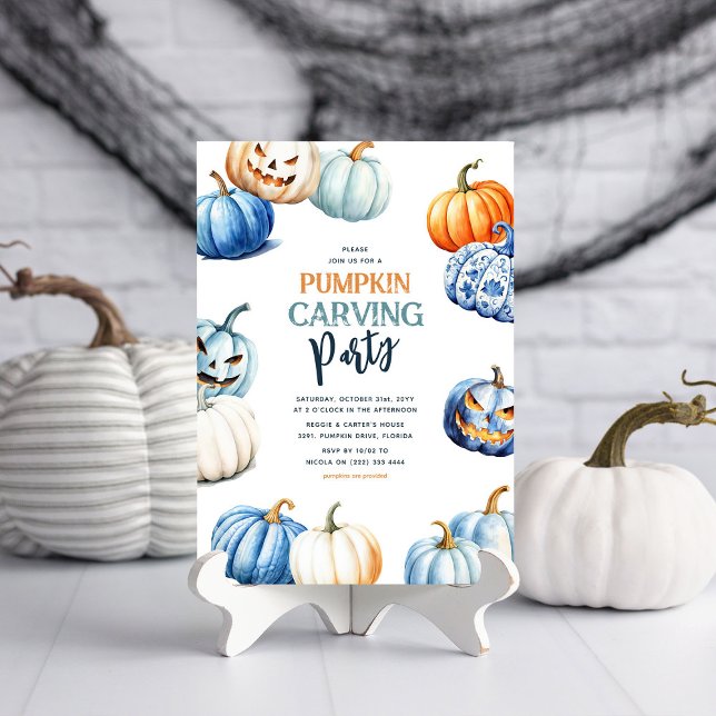 Cute Pumpkin Carving Party Halloween Invitation (Creator Uploaded)