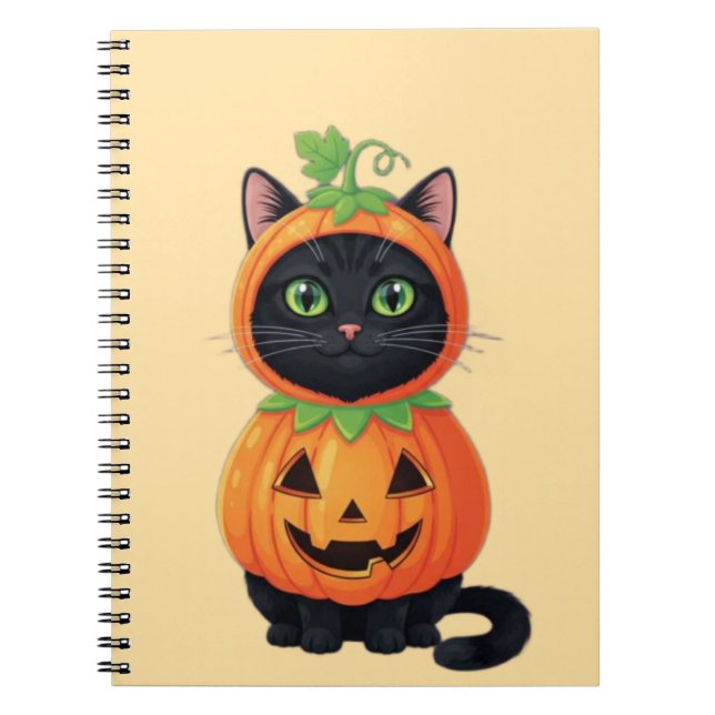 Cute Pumpkin Cat Costume Notebook (Front)