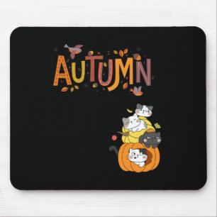 Cute Pumpkin Cats Hello Fall Autumn Funny  Mouse Pad