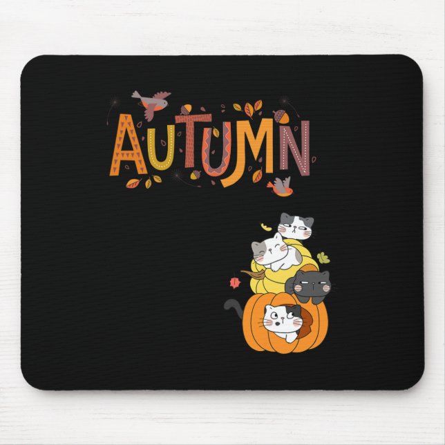 Cute Pumpkin Cats Hello Fall Autumn Funny  Mouse Pad (Front)