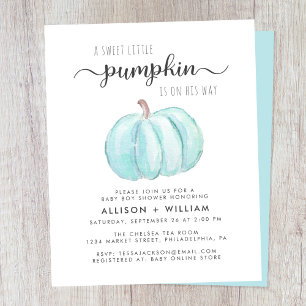 Cute Pumpkin Couples Baby Boy Shower Invitation