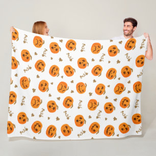 Cute Pumpkin Emojis Fleece Blanket