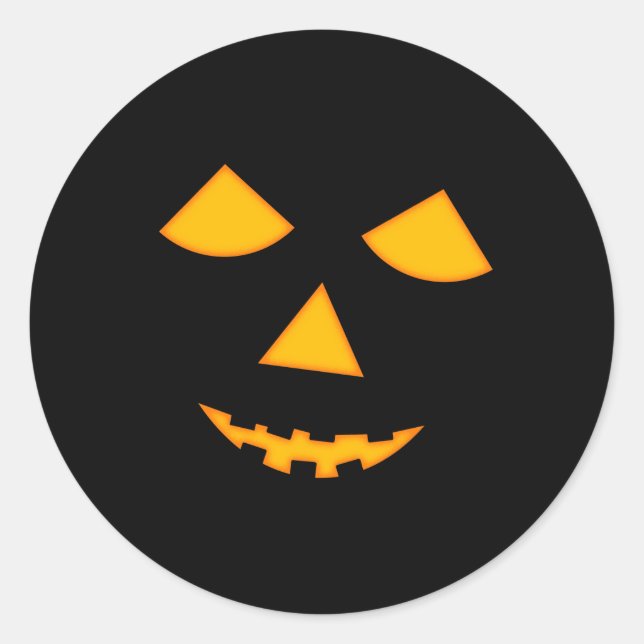 Cute Pumpkin Face Jack o Lantern Halloween Classic Round Sticker (Front)