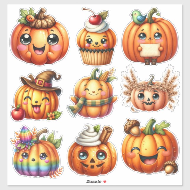 Cute Pumpkin Face Sticker Sheet (Sheet)