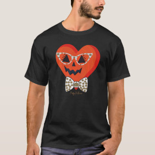 Cute Pumpkin Face With Leopard Print Glasses Girls T-Shirt