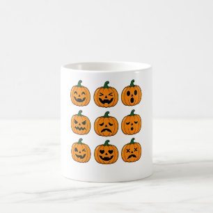 Cute Pumpkin Faces Halloween Design Coffee Mug