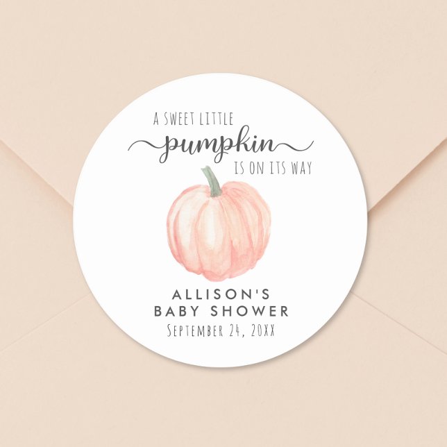 Cute Pumpkin Fall Baby Shower Classic Round Sticker (Creator Uploaded)