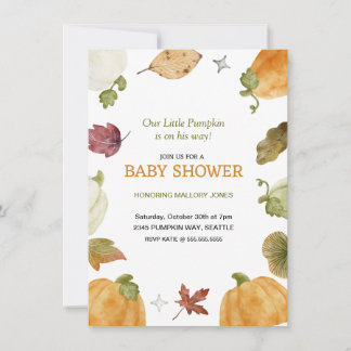 Cute Pumpkin Fall Baby Shower Invitation