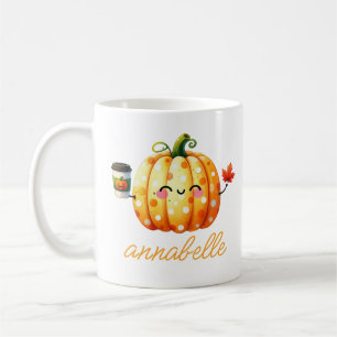 Cute Pumpkin Fall Custom Name Cozy Autumn Coffee Mug