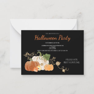 Cute Pumpkin Floral Halloween Party Invitation