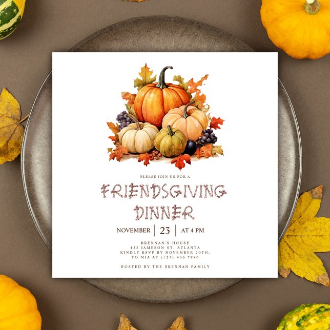 Cute Pumpkin Friendsgiving Dinner Invitation (Cute Pumpkin Friendsgiving Dinner Invitation)