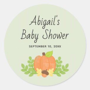 Cute Pumpkin Gender Neutral Fall Baby Shower Classic Round Sticker