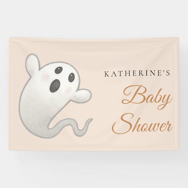 Cute Pumpkin Gender Neutral Halloween Baby Shower Banner (Horizontal)