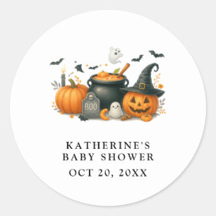Cute Pumpkin Gender Neutral Halloween Baby Shower Classic Round Sticker