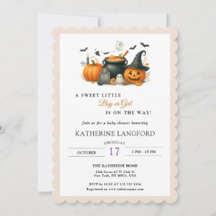 Cute Pumpkin Gender Neutral Halloween Baby Shower Invitation
