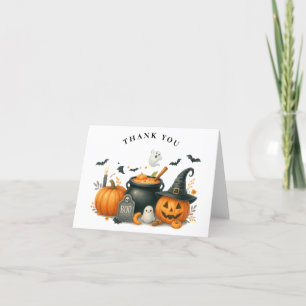 Cute Pumpkin Gender Neutral Halloween Baby Shower Thank You Card
