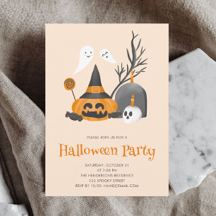 Cute Pumpkin Ghosts Halloween Party Invitation