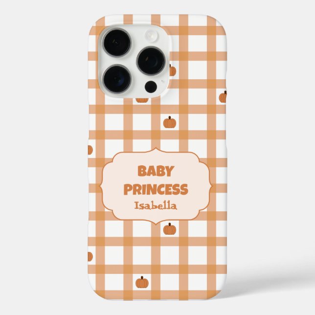 Cute Pumpkin Gingham Baby Princess Case-Mate iPhone Case (Back)