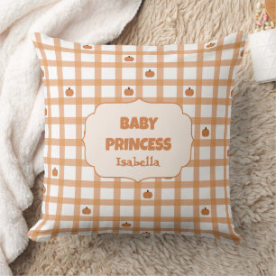 Cute Pumpkin Gingham Baby Princess Cushion