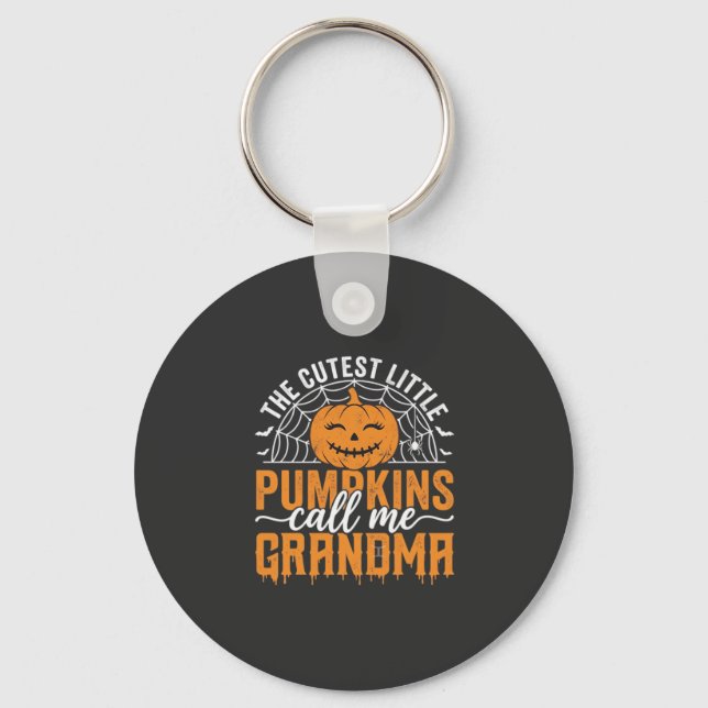 Cute Pumpkin Grandma Halloween Design_1 Key Ring (Front)