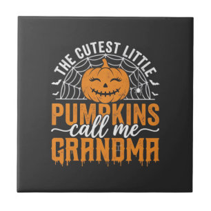 Cute Pumpkin Grandma Halloween Design_1 Tile