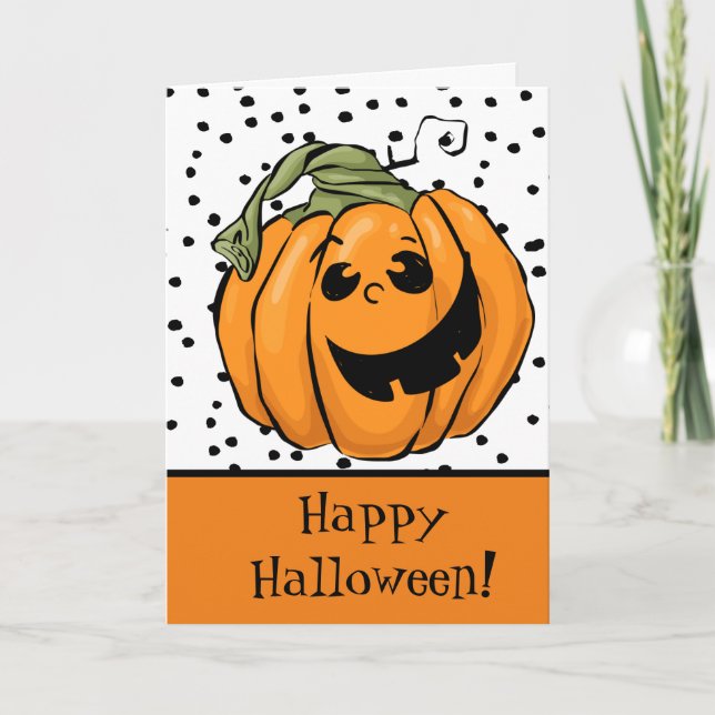 Cute Pumpkin Halloween Card (Front)