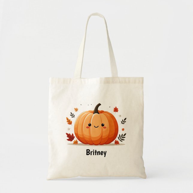 Cute Pumpkin Halloween Custom Tote Bag (Front)