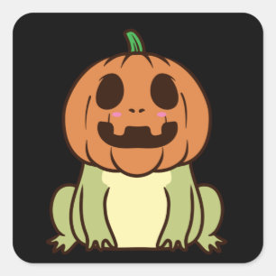 Cute Pumpkin Halloween Frog Square Sticker