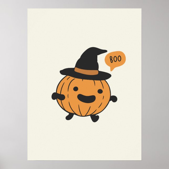 Cute Pumpkin Halloween Retro Fall Art Print (Front)