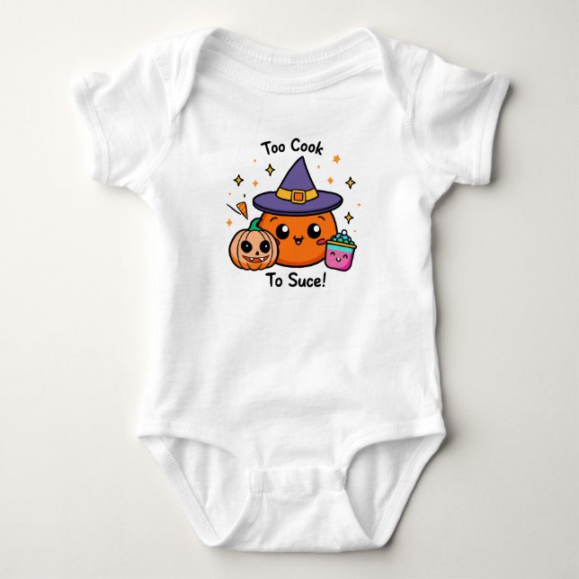 Cute Pumpkin Halloween Vector Art Baby Bodysuit (Front)