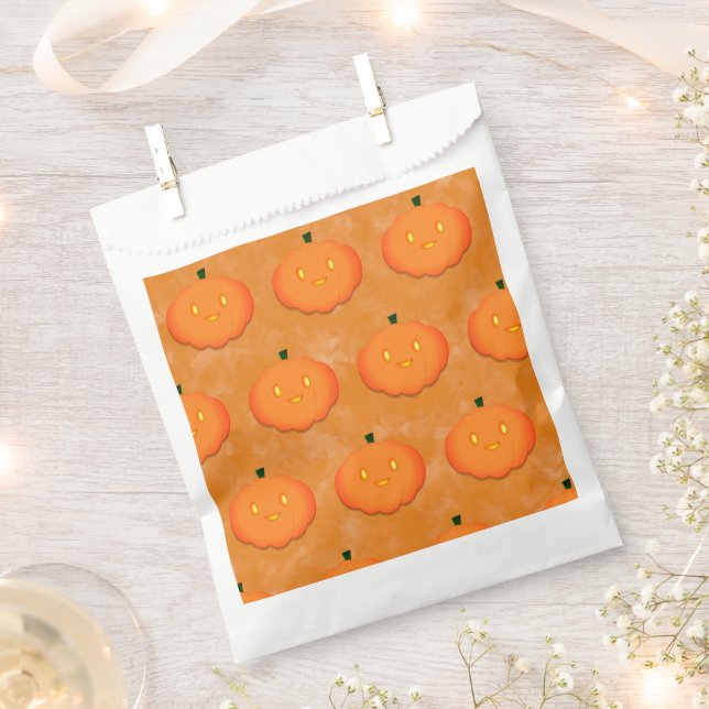 Cute Pumpkin Halloween Watercolor Baby Shower  Favour Bags (Clipped)