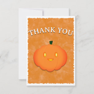 Cute Pumpkin Halloween Watercolor Baby Shower Thank You Card