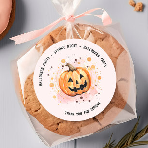 Cute Pumpkin Halloween Watercolor Classic Round Sticker