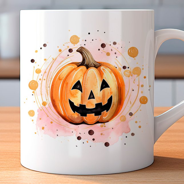 Cute Pumpkin Halloween Watercolor Coffee Mug (Creator Uploaded)
