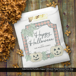 Cute Pumpkin–Happy Halloween Pastel Coloured Favour Bags