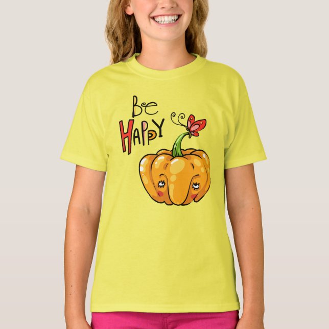 Cute Pumpkin "Hi" T-Shirt (Front)