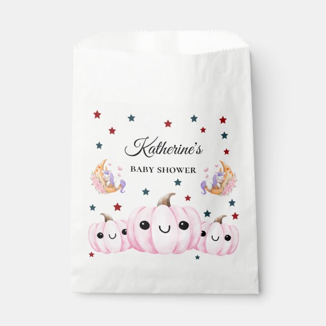 Cute Pumpkin Is On The Way | Halloween Baby Shower Favour Bags (Front)