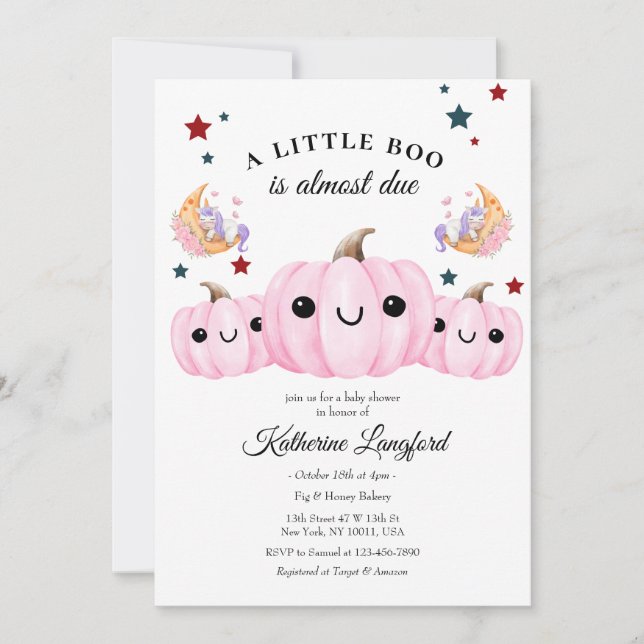 Cute Pumpkin Is On The Way | Halloween Baby Shower Invitation (Front)