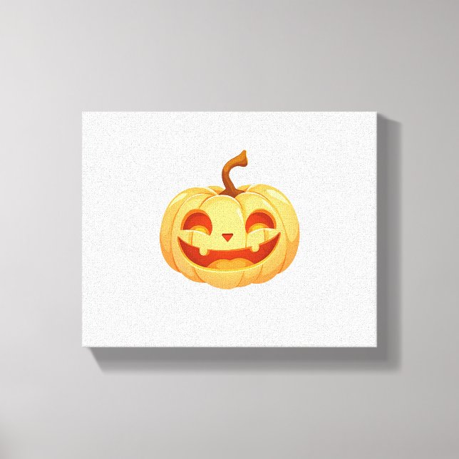 Cute Pumpkin Jack O Lantern Turtle Sea Halloween C Canvas Print (Front)