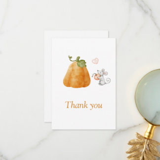 Cute Pumpkin Mouse Fall Baby Shower Thank You Card