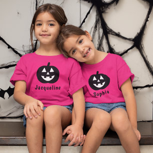 Cute Pumpkin Name Hot Pink Girls Halloween T-Shirt