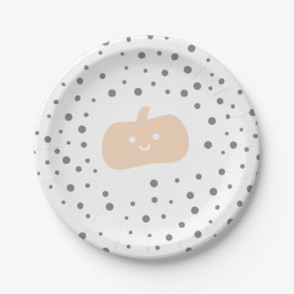 Cute Pumpkin Orange and Black Confetti Design Paper Plate