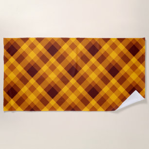 Cute Pumpkin Orange Plaid Beach Towel